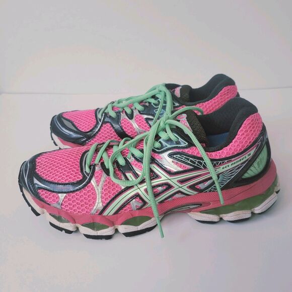 Asics Gel Nimbus 16 Pink Green Running Sneakers T485N Women Size 7,5 - Picture 11 of 16